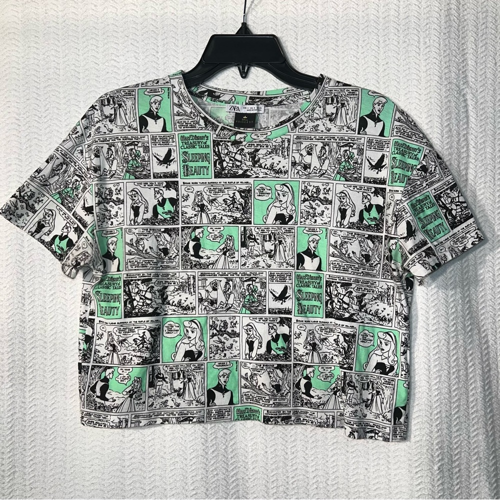 zara / disney princess sleeping beauty comic crop top size small